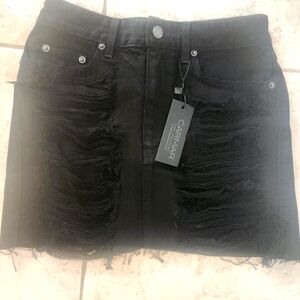 Carmar Black Distressed Mini Skirt